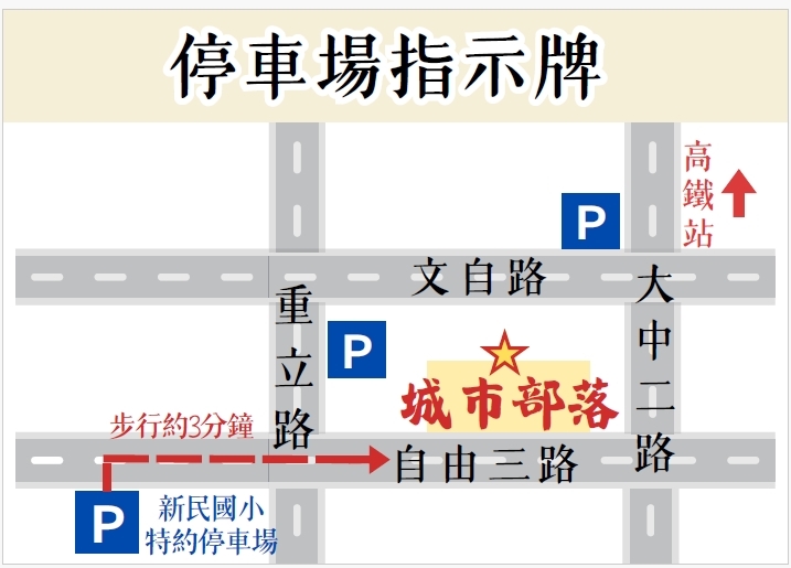 停車場指示牌 — 新民國小特約停車場位置